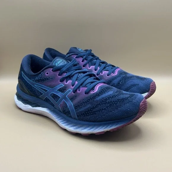ASICS Gel Nimbus 23 Blue Purple Running Athletic Shoes - Women's Size 9 USED - Picture 1 of 10